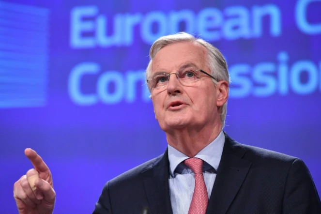 Le négociateur en chef de l'UE  Michel Barnier, lors d'une conférence de presse à Bruxelles le 9 février 2018