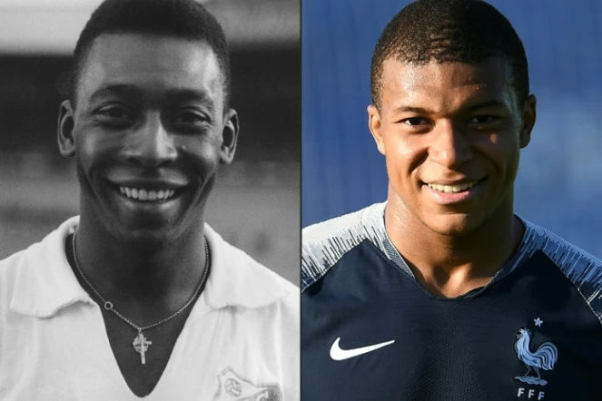 Photomontage de Pelé et Kylian Mbappé