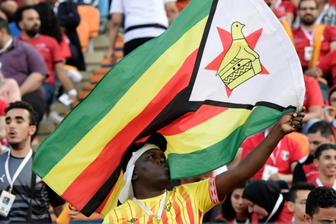 Drapeau du Zimbabwe à un match de football le 26 juin 2019 au Caire - Javier Soriano - AFP