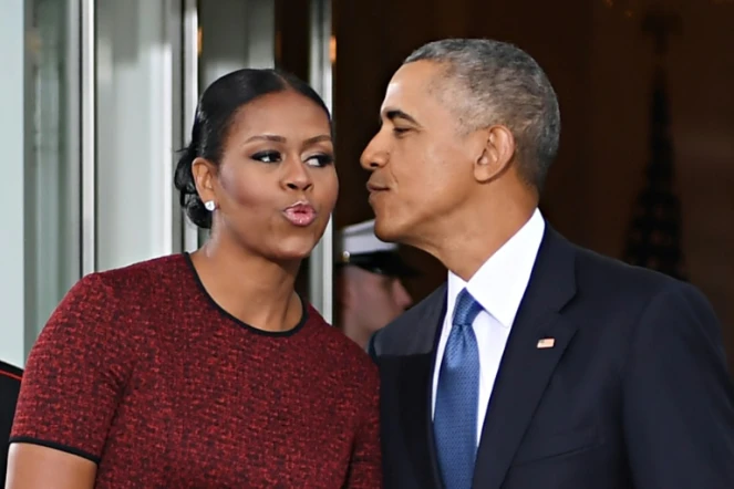 L'ancien président des Etats-Unis Barack Obama et son épouse Michelle à Washington, le 20 janvier 2017, jour de l'investiture de Donald Trump