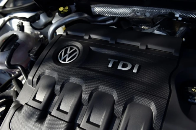 Le moteur diesel d'un véhicule Volkswagen le 2 octobre 2015 à Milton Keynes