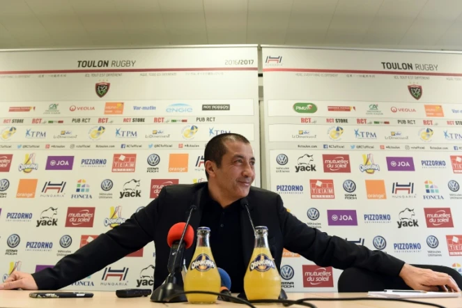 Le président du RC Toulon Mourad Boudjellal en conférence de presse, le 21 décembre 2016 à Toulon