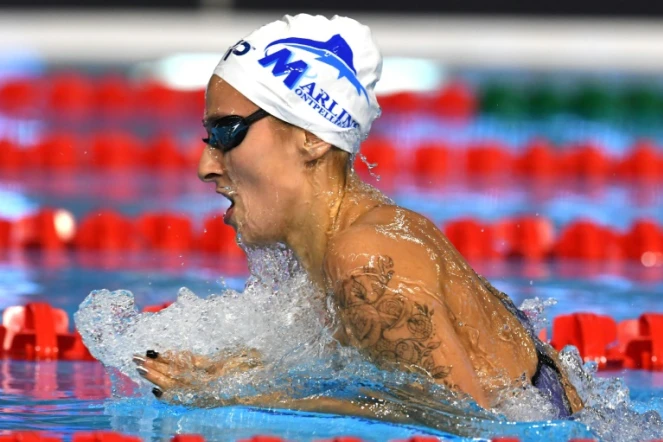 La Française Fantine Lesaffre lors de la finale du 200 m 4 nages aux Championnats de France, le 30 novembre 2017 à Montpellier