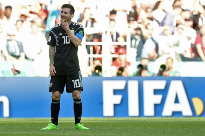 Lionel Messi dépité après avoir manqué un penalty contre l'Islande, le 16 juin 2018 au stade Spartak de Moscou