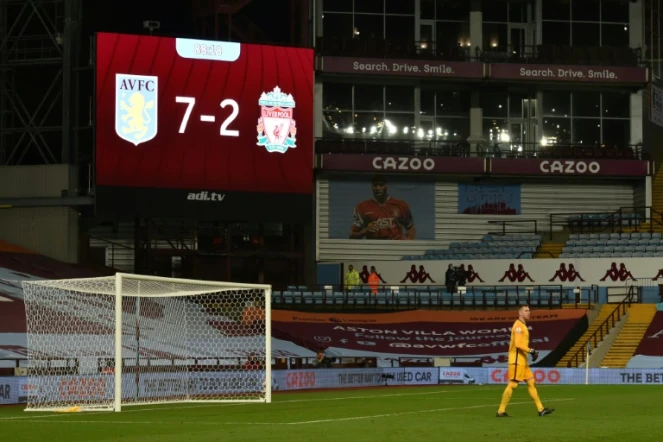 Le gardien de Liverpool Adrian lors du match perdu 7-2 face à Aston Villa, le 4 octobre 2020 à Birmingham