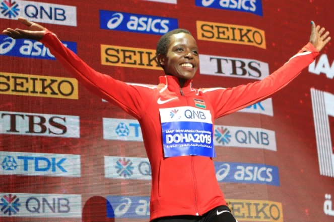 L'athlète Kényane Agnes Tirop à Doha, le 29 septembre 2019 au Qatar