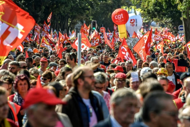 Des manifestants lors d'une journée de manifestation contre la réforme du code du Travail le 12 septembre 2017 à Lille