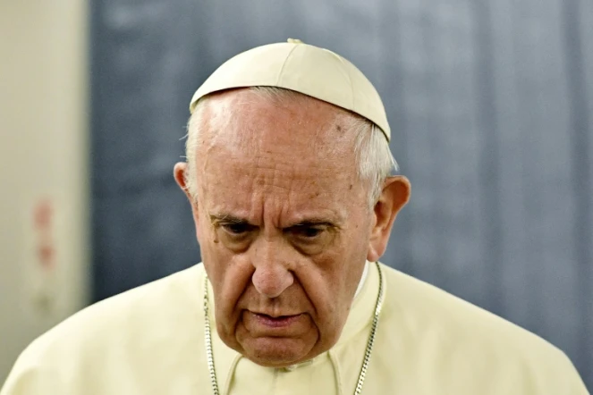 Le pape François lors d'une conférence de presse à bord de l'avion papal, le 22 janvier 2018