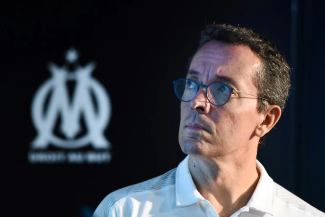 Le président de l'Olympique de Marseille Jacques-Henri Eyraud lors d'une conférence de presse le 4 septembre 2019 à Marseille