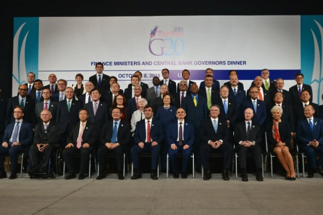 Photo de famille des participants au G20 à Lima, le 8 octobre 2015