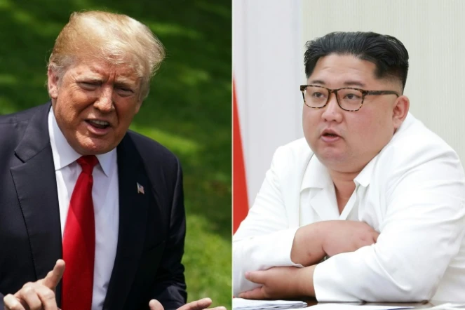 Le président américain Donald Trump (G) et le dirigeant nord-coréen Kim Jong Un