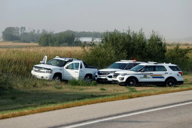 Le lieu de l'interpellation de Myles Sanderson, sur le bord d'une route près de Rosthern au Canada, le 7 septembre 2022