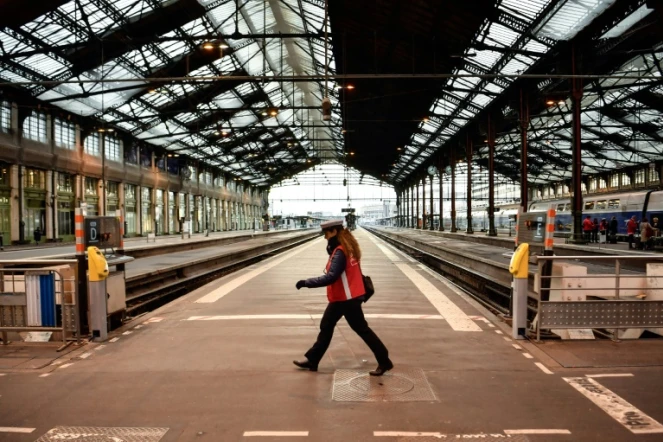 A la Gare de Lyon à Paris jeudi 22 mars 2018, journée de mobilisation des cheminots et des fonctionnaires