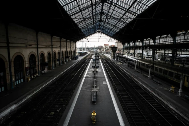 La gare de Lyon Perrache pendant la grève le 3 avril 2018