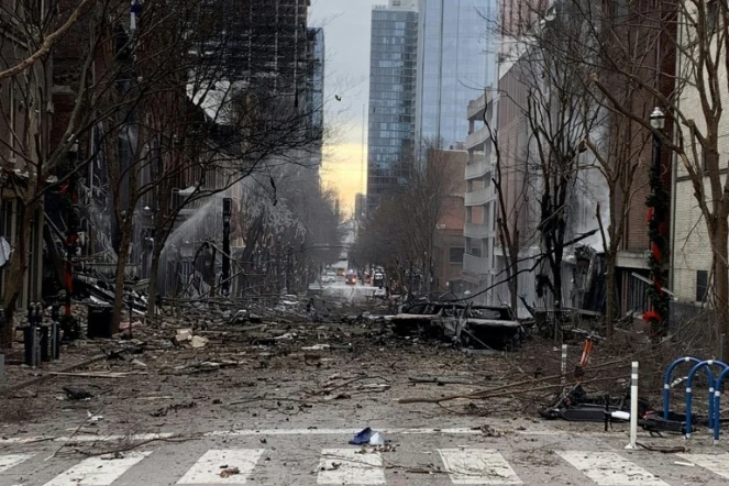 Nashville, dans le Tennessee après une explosion, le 25 décembre 2020