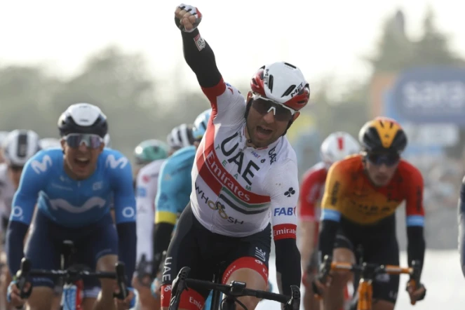 L'Italien Diego Ulissi vainqueur de la 13e étape du Tour d'Italie, entre Cervia et Monselice, le 16 octobre 2020