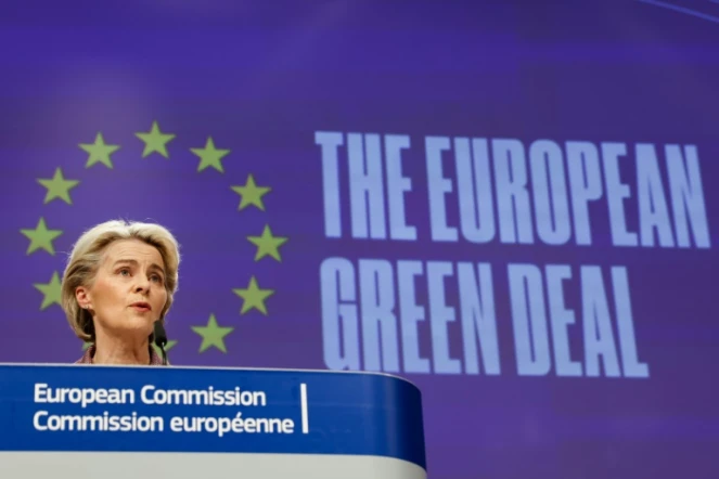 La présidente de la Commission européenne Ursula von der Leyn los d'une conférence de presse, le 28 octobre 2021 à Bruxelles, avant le sommet du G20, 