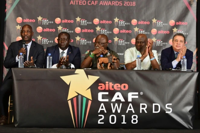 Les dirigeants du football africain lors de l'attribution des CAF Awards 2018, le 7 janvier 2019