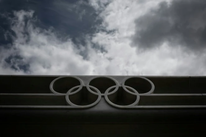 Les anneaux olympiques, à Lausanne le 8 juin 2020