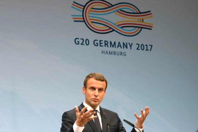 Le président français Emmanuel Macron à Hambourg, en Allemagne, le 8 juillet 2017 