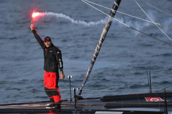 Le skipper français Jérémie Beyou (Charal) remporte la Vendée-Arctique, le 14 juillet 2020 aux Sables-d'Olonne