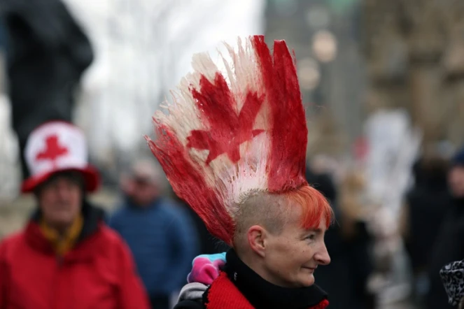 Manifestante dans les rues d'Ottawa, le 10 février 2022