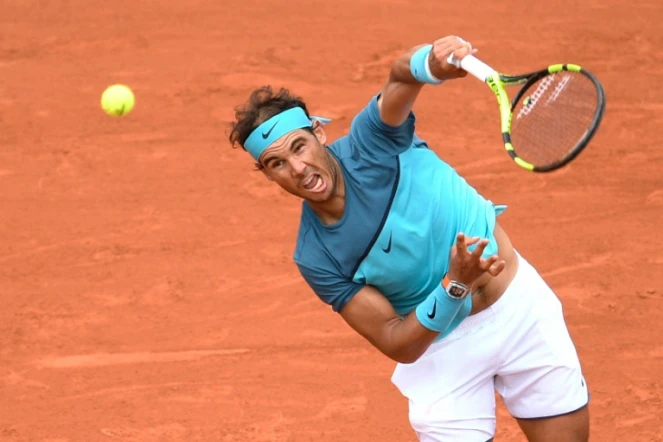 L'Espagnol Rafael Nadal face à l'Argentin Facundo Bagnis au 2e tour de Roland-Garros, le 26 mai 2016