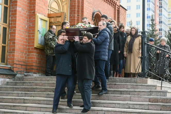 Enterrement d'une victime de l'incendie à Kemerovo, en Russie, le 28 Mars 2018