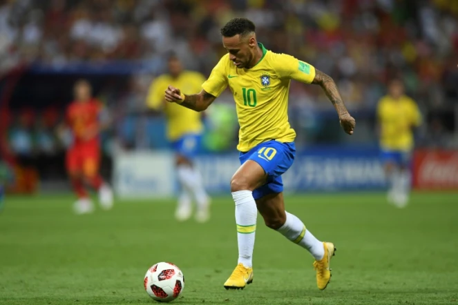 L'attaquant brésilien Neymar lors de l'élimination du Brésil par la Belgique en quart de finale du Mondial le 6 juillet 2018