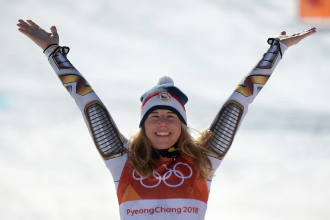 La Tchèque Ester Ledecka en or au Super G aux JO de Pyeongchang le 17 février 2018