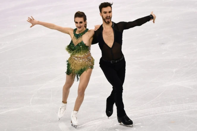 Le couple français Gabriella Papadakis et Guillaume Cizeron lors du programme court de danse sur glace des Jeux de Pyeongchang, le 19 février 2018