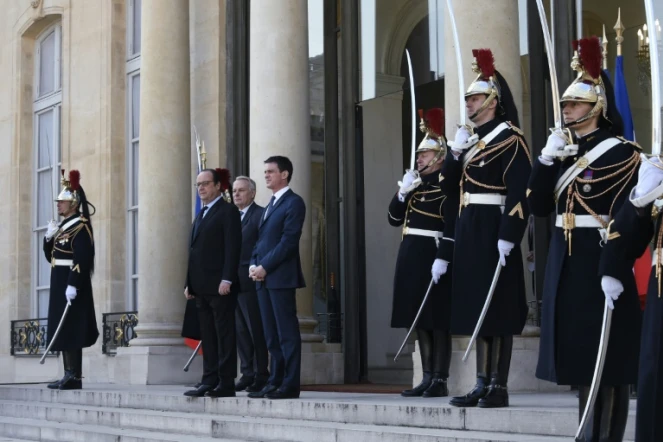Le président François Hollande, le Premier ministre Manuel Valls, le 12 mars 2016 à l'Elysée