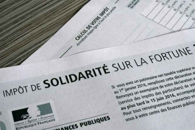 Un formulaire d'Impôt de Solidarité sur la Fortune (ISF), le 15 octobre 2016 