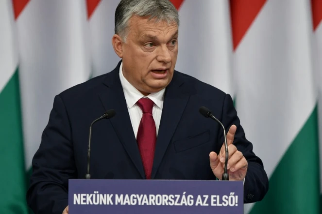 Le Premier ministre hongrois Viktor Orban, lors de son discours annuel sur l'état de la nation, à Budapest le 16 février 2020