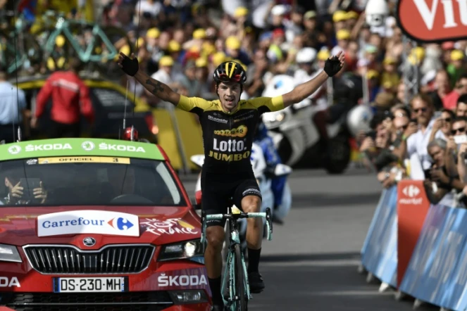 Le Slovène Primoz Roglic (Lotto NL), vainqeuur de la 17e étape du Tour de France, le 19 juillet 2017 à Serre-Chevalier