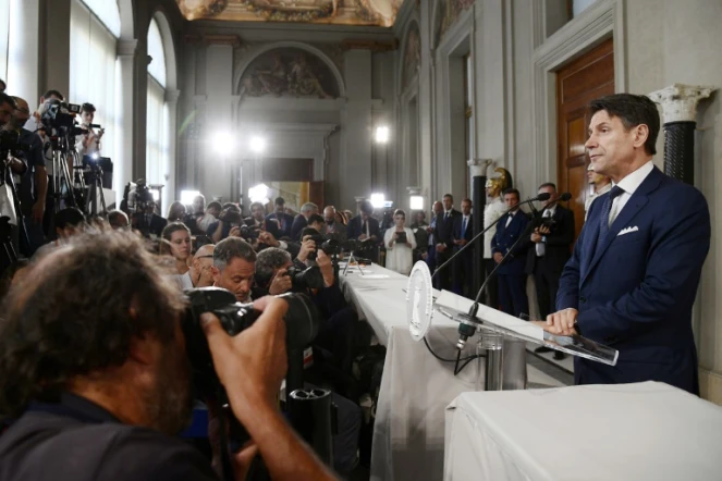 Giuseppe Conte donne la liste des membres de son gouvernement, à Rome le 4 septembre 2019.
