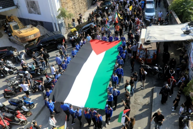Manifestation de soutien aux Paleestiniens à Beyrouth, le 13 octobre 2023 au Liban