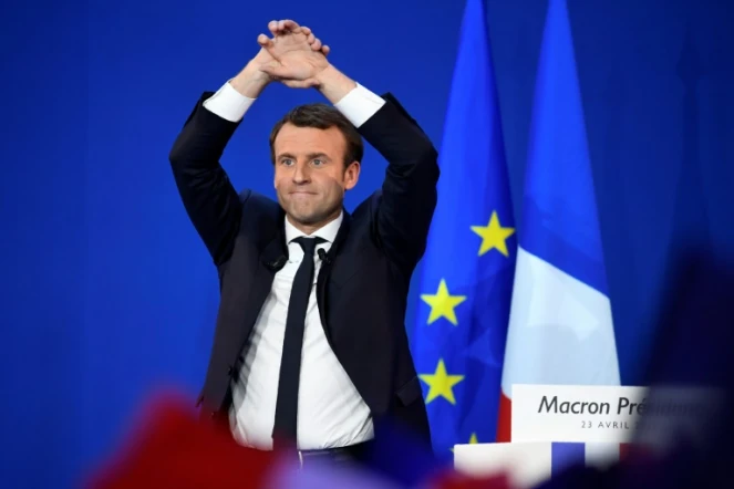 Emmanuel Macron, le soir du premier tour, le 23 avril 2017 à Paris
