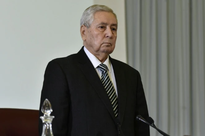 Le président du Conseil de la Nation (chambre haute), Abdelkader Bensalah, nommé président de la République par intérim lors d'une réunion du Parlement, le 9 avril 2019 à Alger