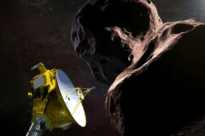 Représentation artistique, transmise par la Nasa le 21 décembre, de la sonde New Horizons survolant l'objet cosmique Ultima Thule.
