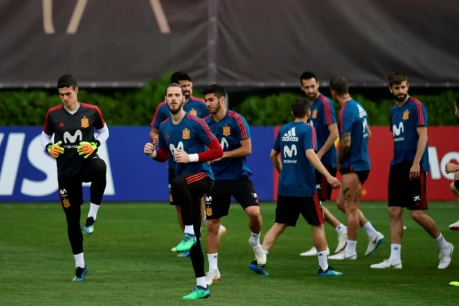 Séance d'entraînement pour les Espagnols à Krasnodar, le 22 juin 2018, à deux jours du match contre le Maroc