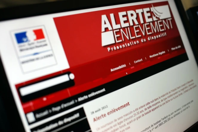 Photo prise le 28 août 2012 à Paris du site internet du ministère de la Justice présentant le dispositif "Alerte enlèvement".