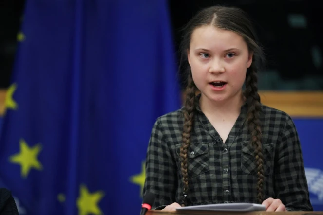 La militante environnementaliste suédoise Greta Thunberg au Parlement européen de Strasbourg (France) le 16 avril 2019