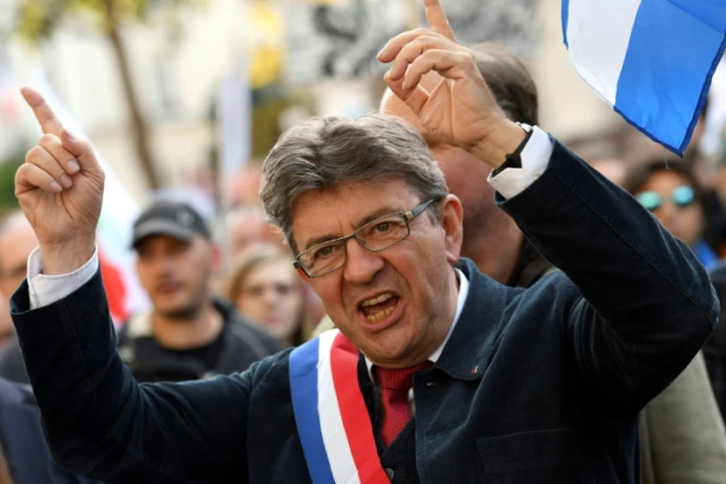 Jean-Luc Mélenchon, président de La France Insoumise, lors de la manifestation contre la réforme du Code du travail, le 23 septembre 2017 à Paris