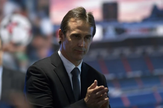 Julen Lopetegui, sélectionneur de l'Espagne limogé, lors de sa présentation comme entraîneur du Real, le 14 juin 2018 à Madrid