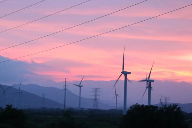 Des éoliens à Ventosa, de l?énergie éolienne en Amérique latine, dans l?Etat d?Oaxaca, dans le sud du Mexique, le 27 juillet 2017