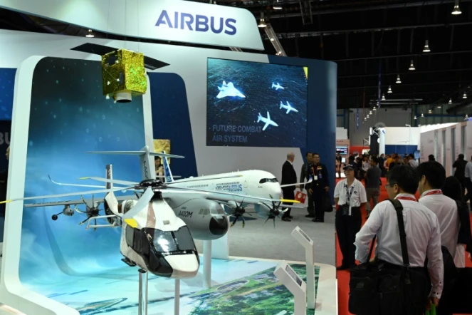 Stand d'Airbus au salon aérien de Singapour le 12 février 2020