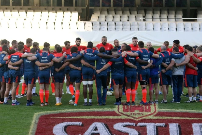 L'équipe de France de rugby lors d'une séance d'entraînement au stade Growthpoint Kings Park à Durban, le 16 juin 2017 