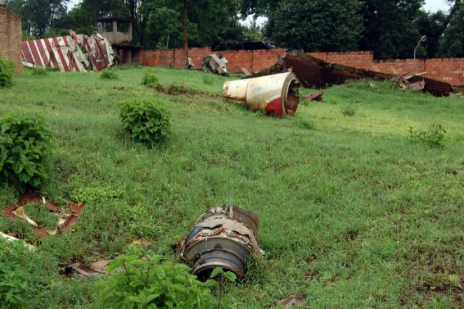 Des débris de l'avion dans lequel l'ancien président du Rwanda Juvenal Habyarimana a trouvé la mort en avril 1994