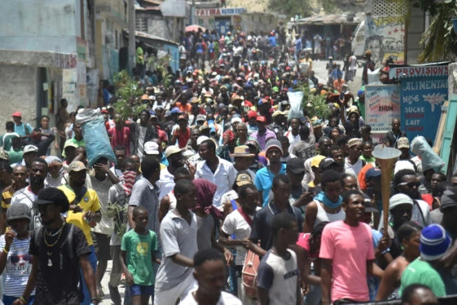 Manifestation contre le gouvernement du président haïtien Jovenel Moise, le 14 juillet 2018 à Port-au-Prince